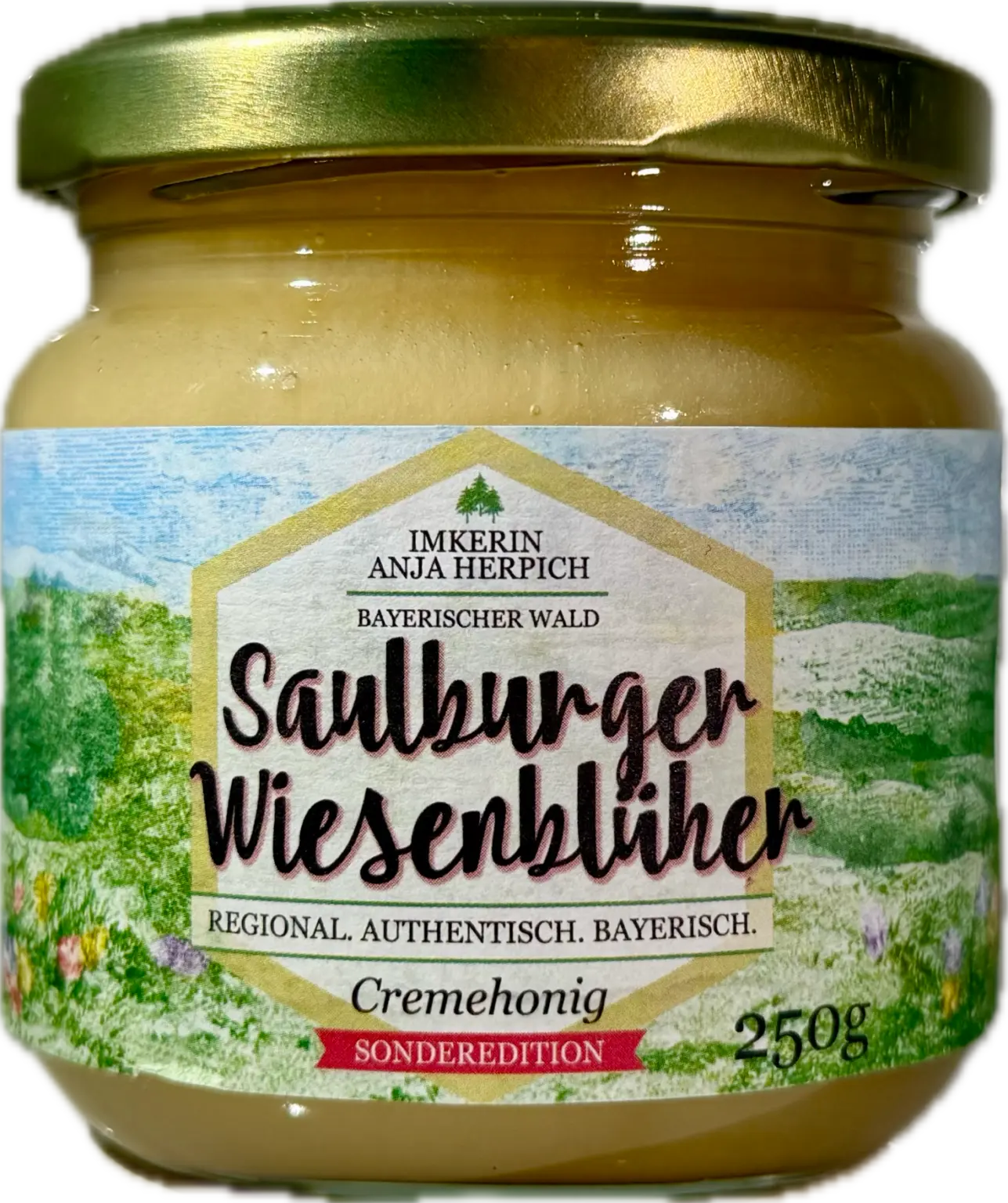 Glas Saulburger Wiesenblüher, cremig gerührter Blütenhonig