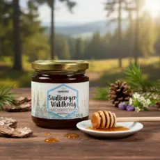 Saulburger Waldhonig im Glas, dunkel und vollmundig