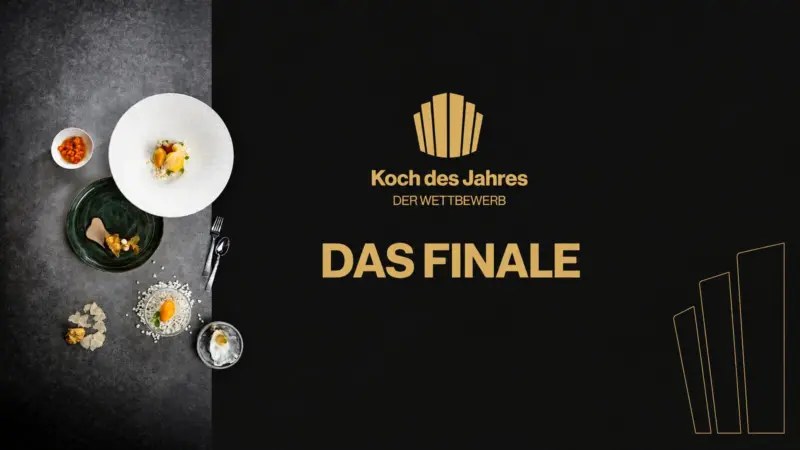 Key Visual des Wettbewerbs Koch des Jahres mit angerichteten Tellern